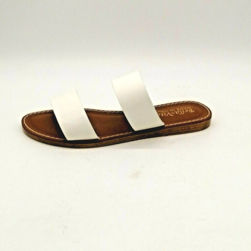 Bella Vita Womens Lea Slide Sandals White Leather Double Straps Wedge 6.5WW NEW